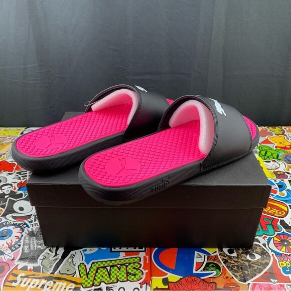 Puma Cool Cat Pink And Silver Women’s Slides - Picture 2 of 9
